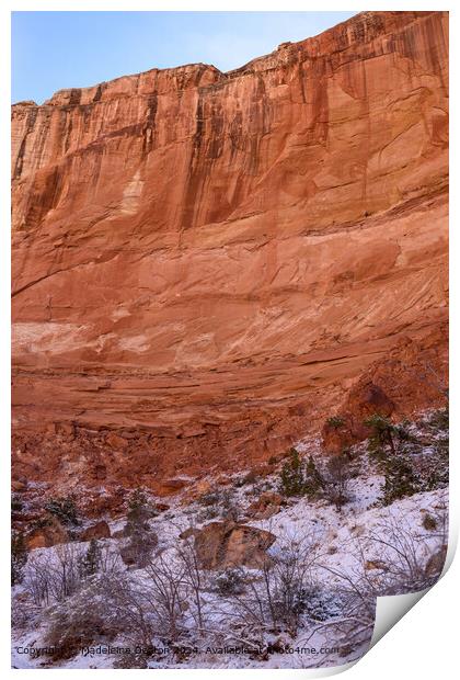 Snow-covered Red Cliffs Landscape Print by Madeleine Deaton
