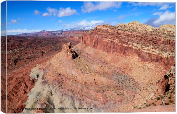 Stunning Aerial View of The Castle Formation in Capitol Reef, Utah Canvas Print by Madeleine Deaton