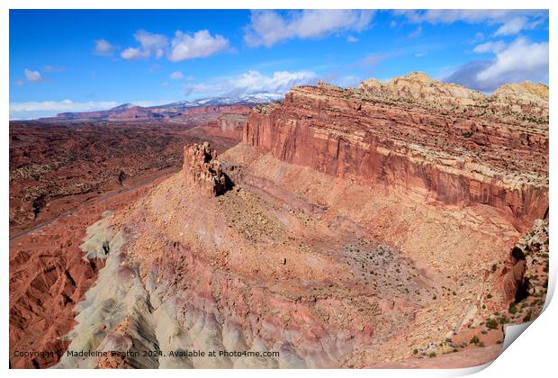 Stunning Aerial View of The Castle Formation in Capitol Reef, Utah Print by Madeleine Deaton