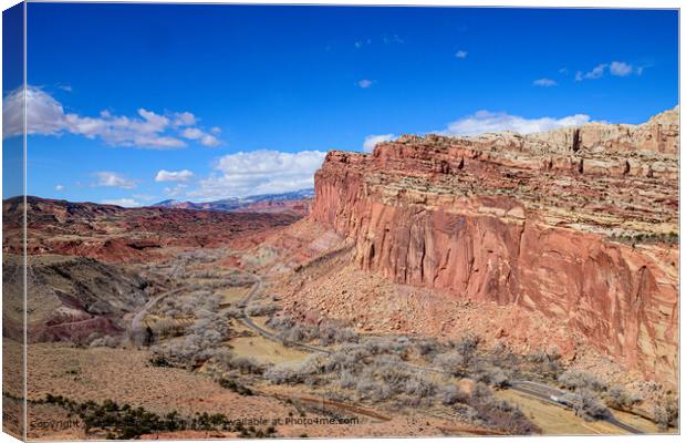 Aerial View of the Stunning Capitol Reef National Park Cliffs in Utah Canvas Print by Madeleine Deaton