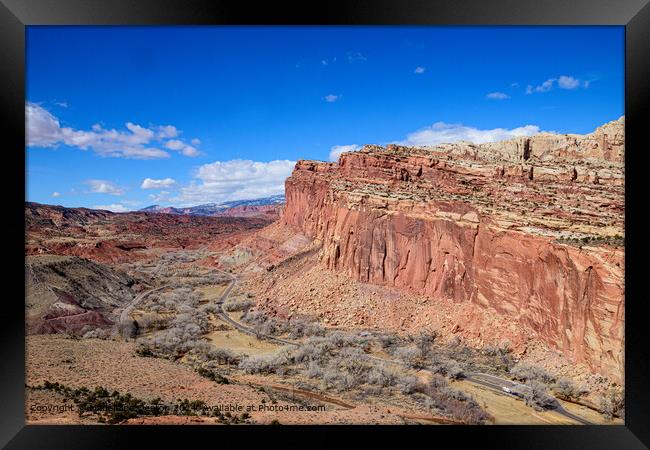 Aerial View of the Stunning Capitol Reef National Park Cliffs in Utah Framed Print by Madeleine Deaton