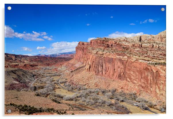 Aerial View of the Stunning Capitol Reef National Park Cliffs in Utah Acrylic by Madeleine Deaton