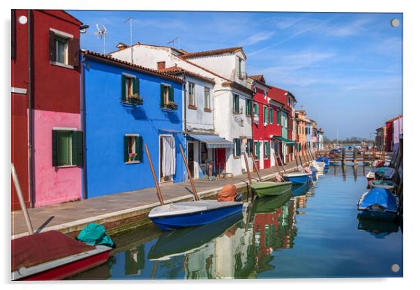 Burano Island Canal Houses In Italy Acrylic by Artur Bogacki