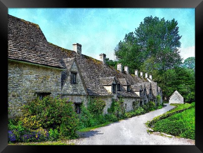 Beautiful Cotswold cottages. Framed Print by Steve Painter