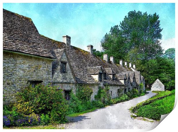 Beautiful Cotswold cottages. Print by Steve Painter