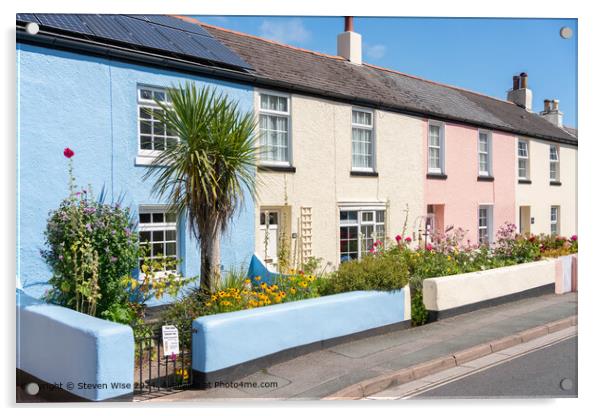 Colourful Cottages Shaldon, Devon, UK Acrylic by Steven Wise