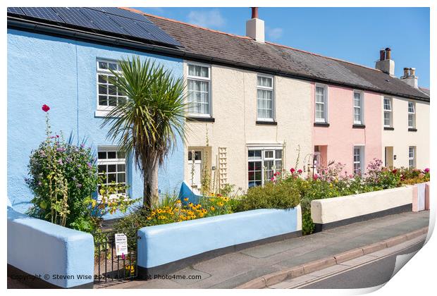 Colourful Cottages Shaldon, Devon, UK Print by Steven Wise