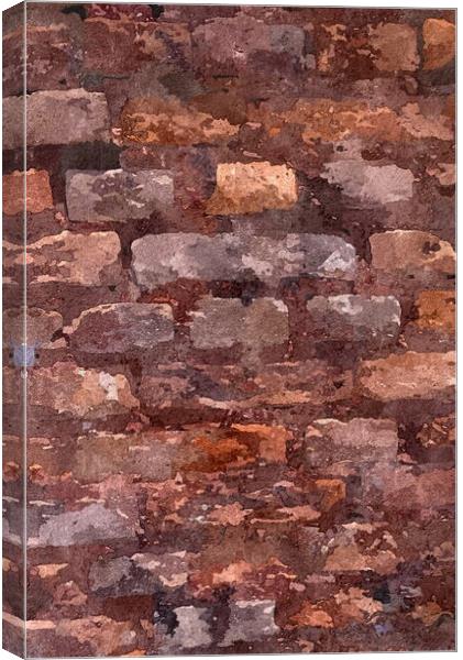 Rustic pastel reds brick wall Canvas Print by Steve Painter