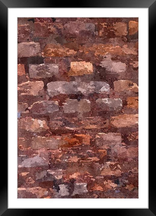 Rustic pastel reds brick wall Framed Mounted Print by Steve Painter