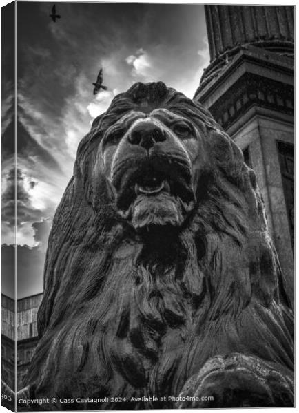 Trafalgar Square Nelson's majestic Lion Canvas Print by Cass Castagnoli