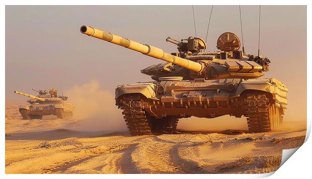 British Chieftan Tank in Kuwait Print by Airborne Images