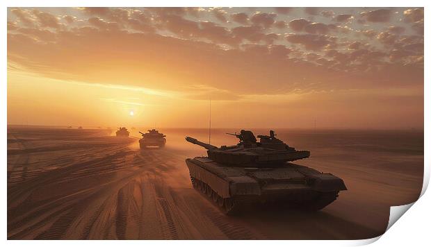Chieftan Tank in Kuwait Print by Airborne Images