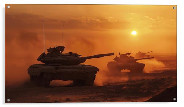 British Chieftan Tank in Kuwait Acrylic by Airborne Images