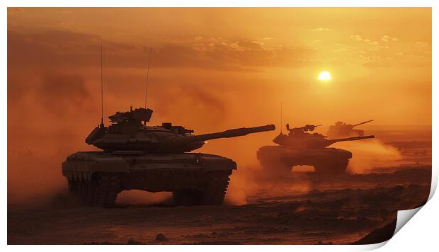 British Chieftan Tank in Kuwait Print by Airborne Images