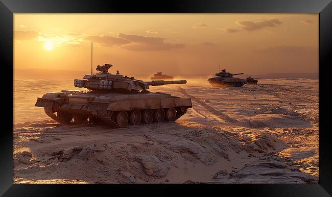 Chieftan Tank in Kuwait Framed Print by All Things Military