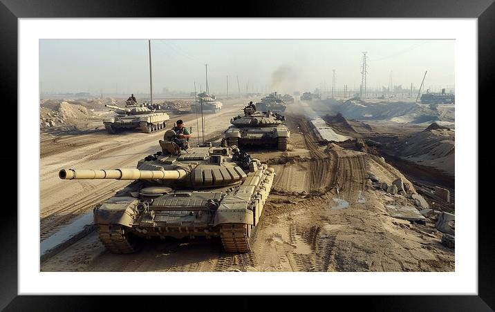 British Chieftan Tank, Kuwait Combat Framed Mounted Print by Airborne Images