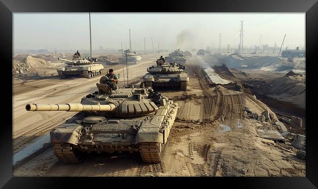 British Chieftan Tank, Kuwait Combat Framed Print by Airborne Images