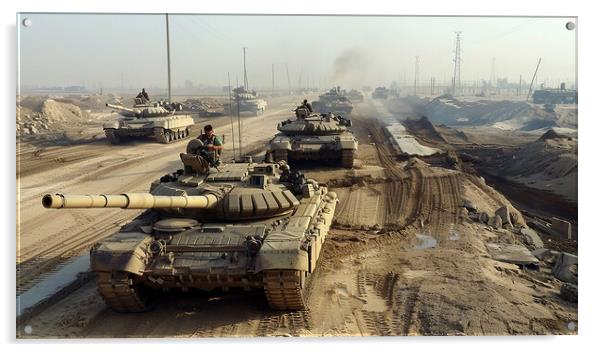 British Chieftan Tank, Kuwait Combat Acrylic by Airborne Images
