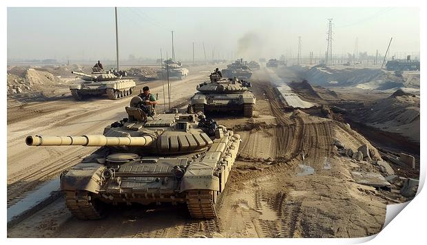 British Chieftan Tank, Kuwait Combat Print by Airborne Images