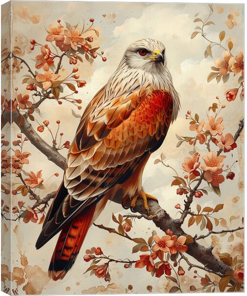Red Kite Bird Painting Canvas Print by Steve Smith