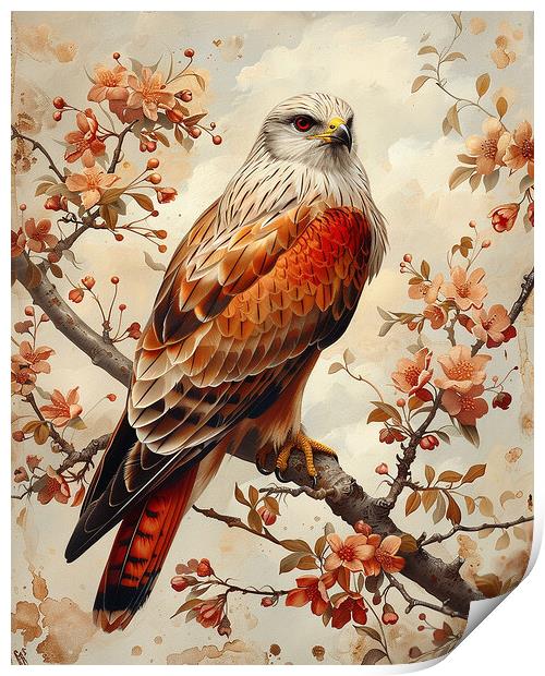 Red Kite Bird Painting Print by Steve Smith