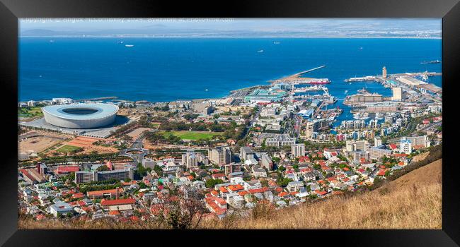 Panoramic view of Cape Town from Signal Hill Framed Print by Angus McComiskey