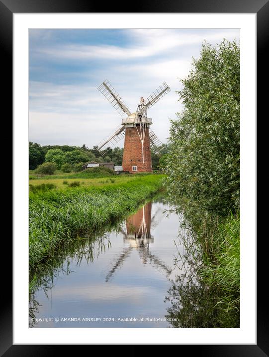 Horsey Windmill Reflections Landscape Framed Mounted Print by AMANDA AINSLEY