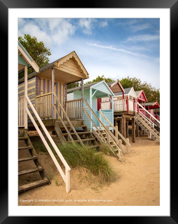 The Beach Huts at Wells-next-the-Sea in Norfolk Framed Mounted Print by AMANDA AINSLEY