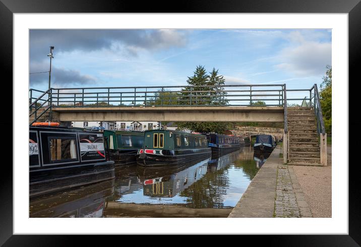 Narrow boats moored in Trevor Basin Framed Mounted Print by Jason Wells