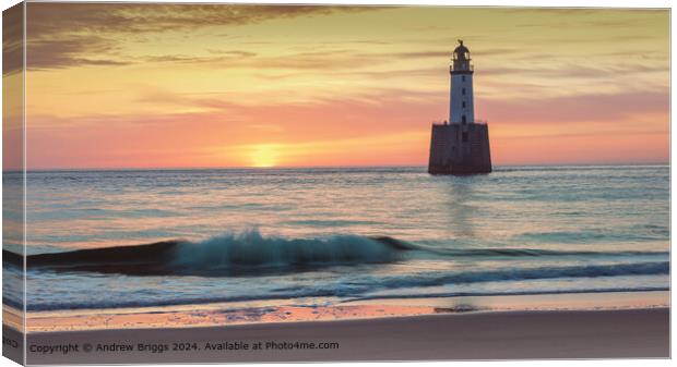 Rattray Head Lighthouse Sunrise Seascape Canvas Print by Andrew Briggs