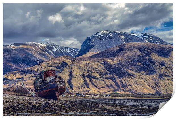 Ben Nevis, Corpach Shipwreck, Landscape Print by Andrew Briggs