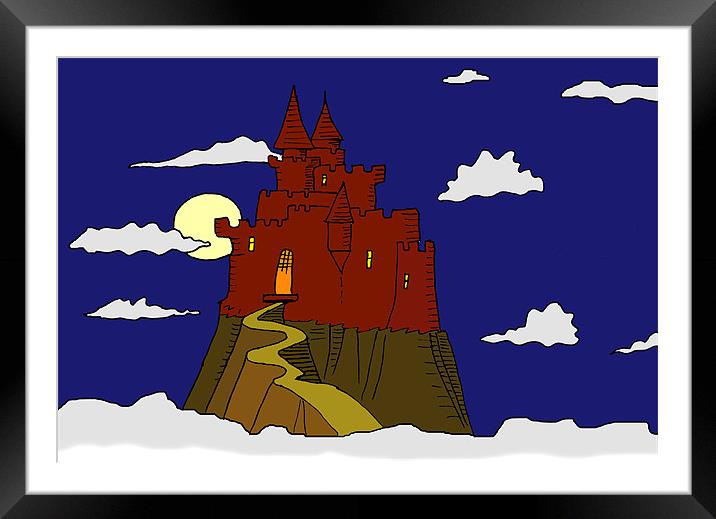 Magic castle in the clouds Framed Mounted Print by Linda More