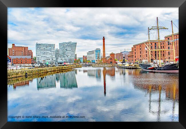 Liverpool Dockland Skyline Reflection Framed Print by Kenn Sharp