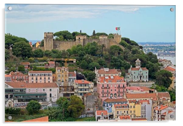 St. George's Castle Cityscape Lisbon Acrylic by Martyn Arnold