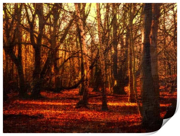 Epping Forest Autumn Landscape Print by Steve Painter