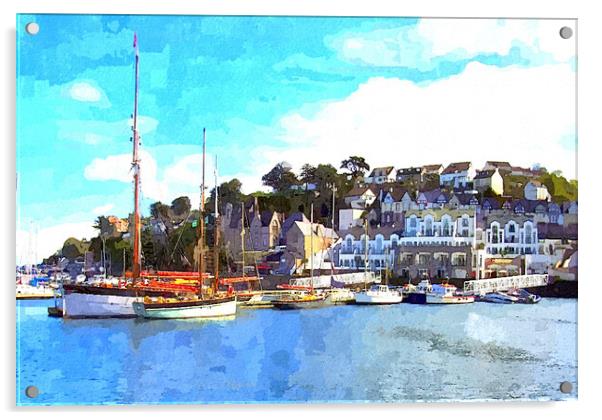 Sailing Boats in Brixham Harbour Acrylic by Steve Painter
