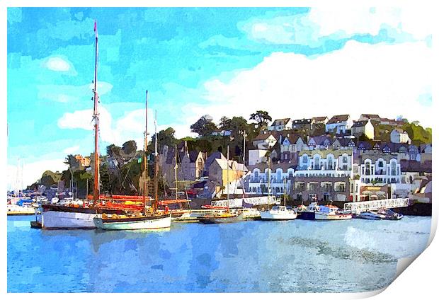 Sailing Boats in Brixham Harbour Print by Steve Painter