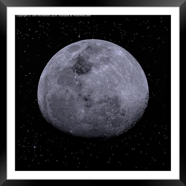 Waxing Gibbous Moon Night Sky Framed Mounted Print by Tom McPherson