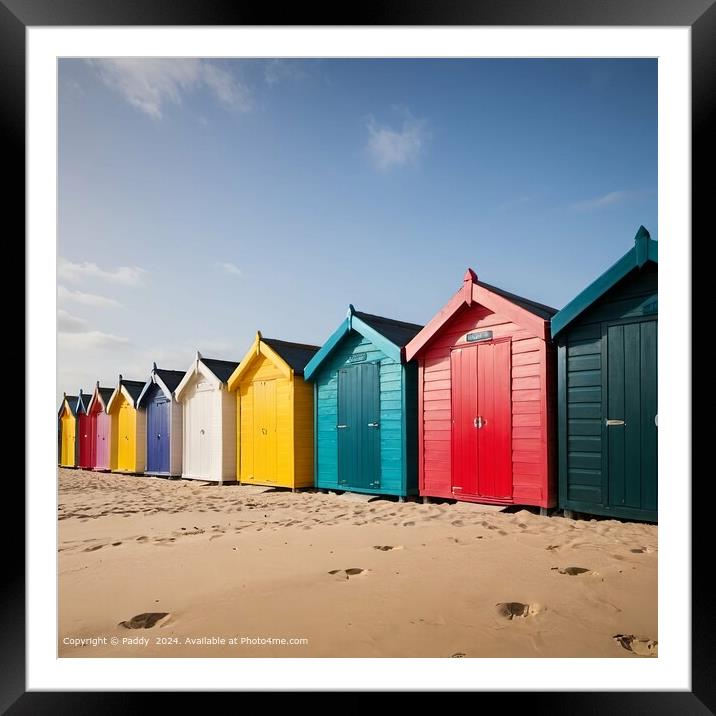 Colourful Beach Huts, Peaceful Coast Framed Mounted Print by Paddy 