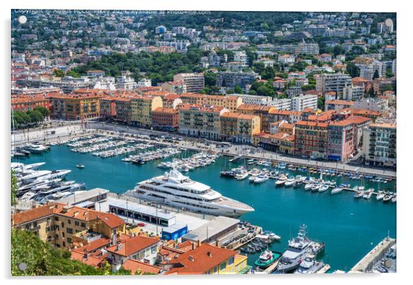 Port Lympia, Nice, French Riviera Acrylic by Angus McComiskey