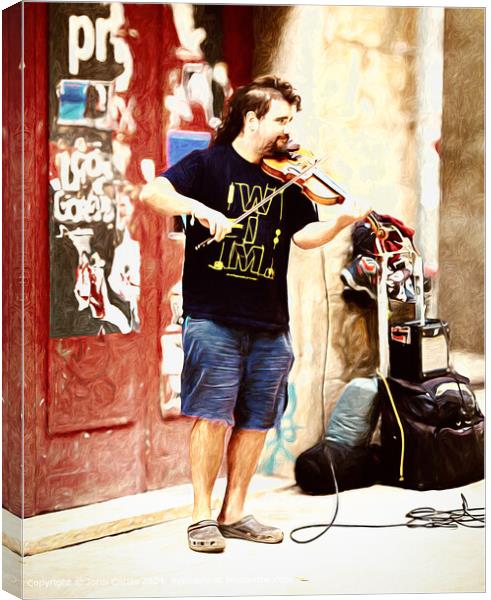 Contemporary Street Violinist Art Canvas Print by Jordi Carrio