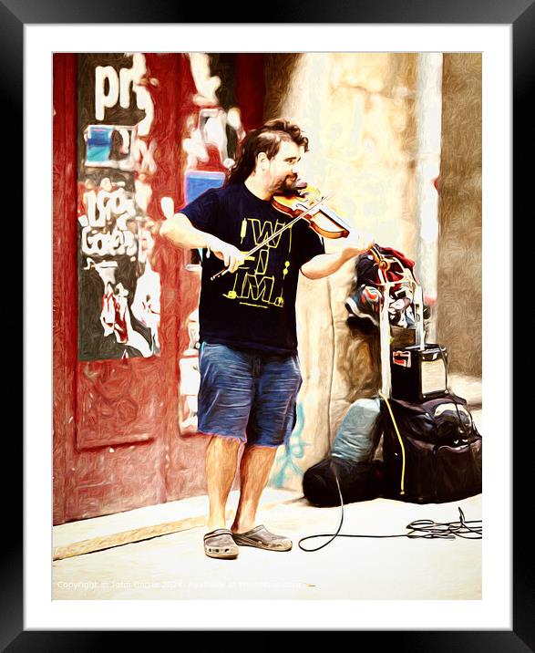 Contemporary Street Violinist Art Framed Mounted Print by Jordi Carrio