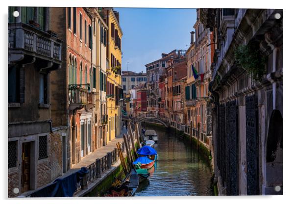 Rio Marin Canal In Venice Acrylic by Artur Bogacki