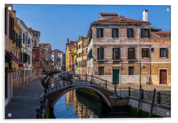Ponte Del Cristo Bridge In Venice Acrylic by Artur Bogacki