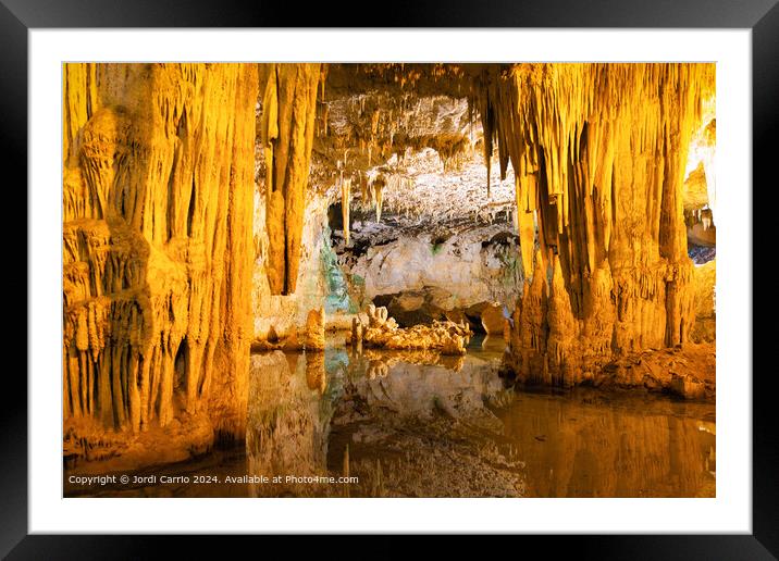 Capo Caccia Cave Waterfall Framed Mounted Print by Jordi Carrio