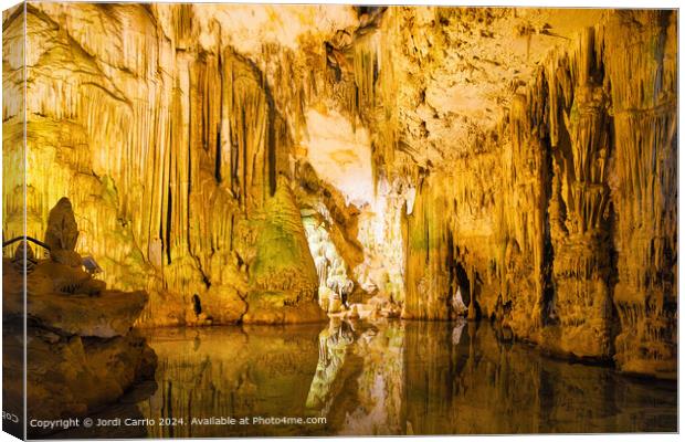 Neptune Cave Waterfall Stalactite Canvas Print by Jordi Carrio