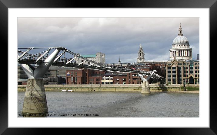 London Millenium foot bridge Framed Mounted Print by Liz Ward