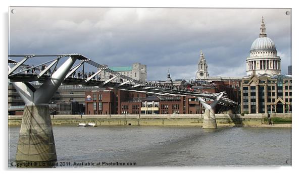 London Millenium foot bridge Acrylic by Liz Ward