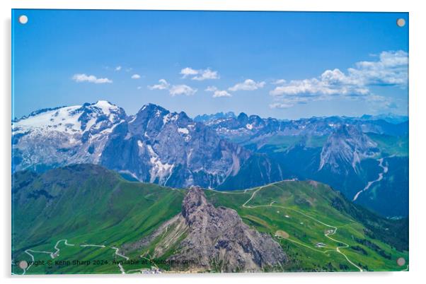 Dolomite Mountains Snow Peaks Acrylic by Kenn Sharp