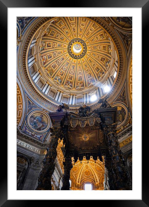 Dome And Baldacchino In St Peter Basilica Framed Mounted Print by Artur Bogacki